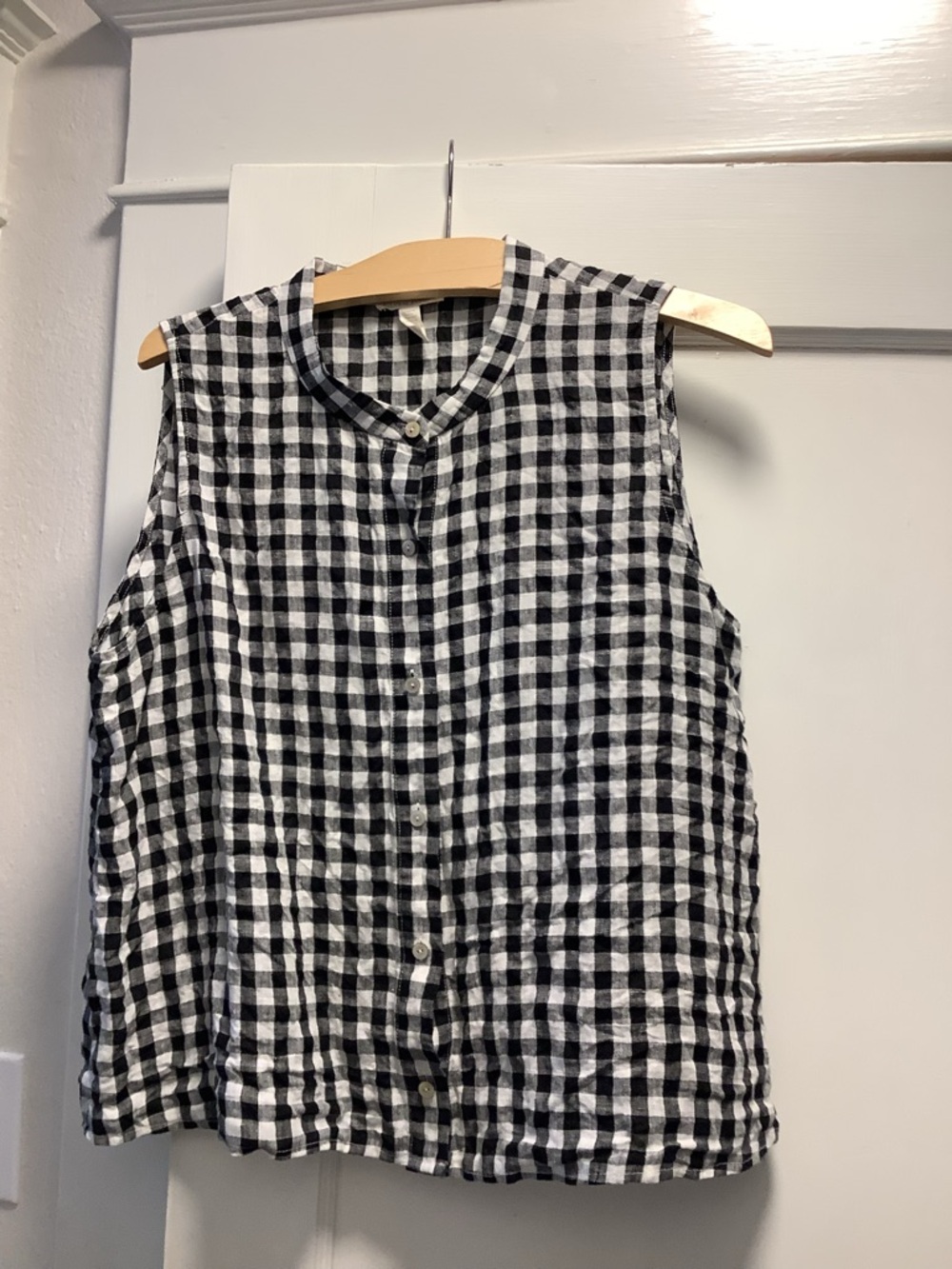 Eileen Fisher Black & White Linen Sleeveless Top